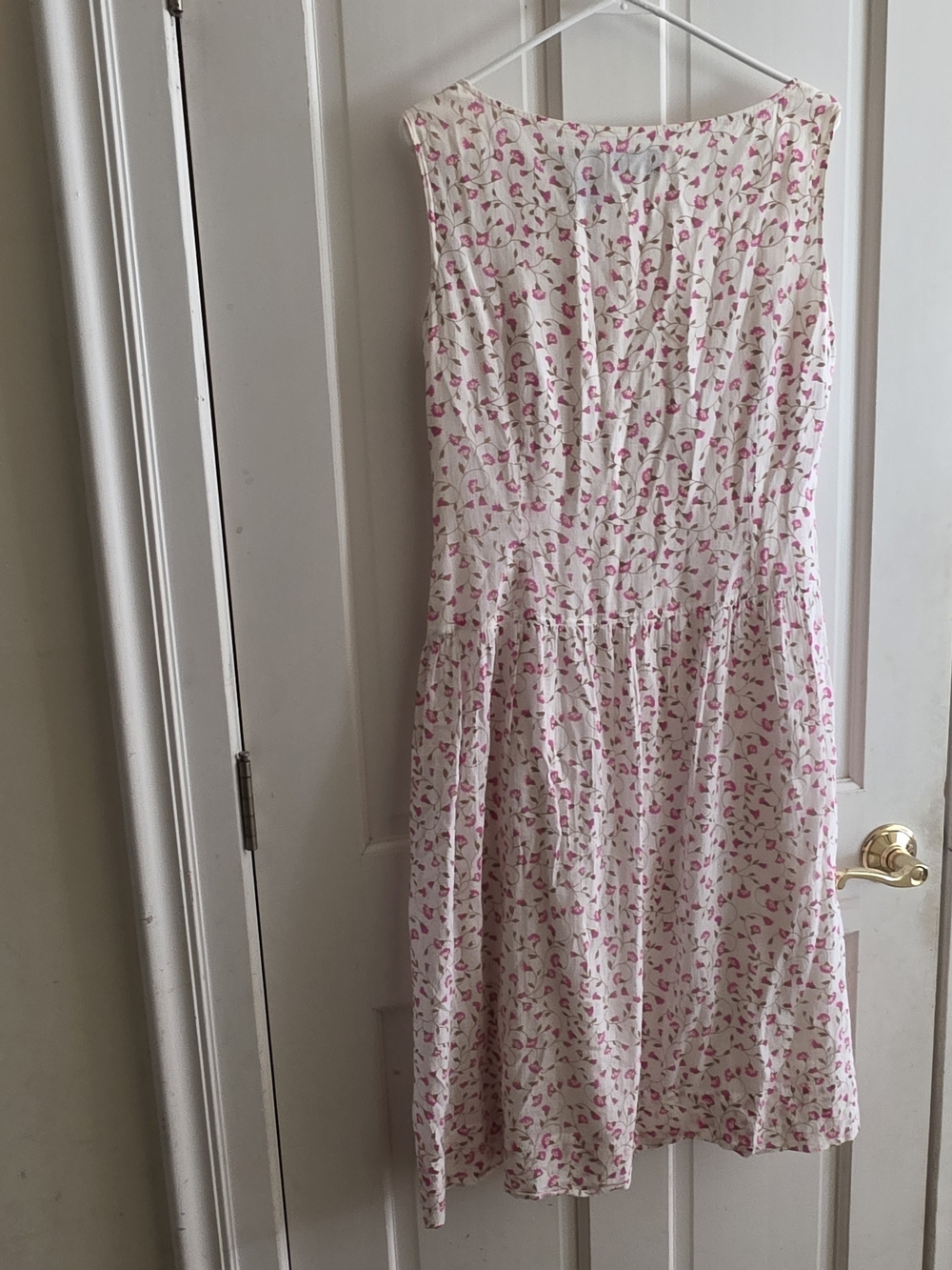 Vintage Liz Clairborne Y2K White Pink Ditsy Floral Drop Waist Dress Women's 14 - Picture 3 of 9